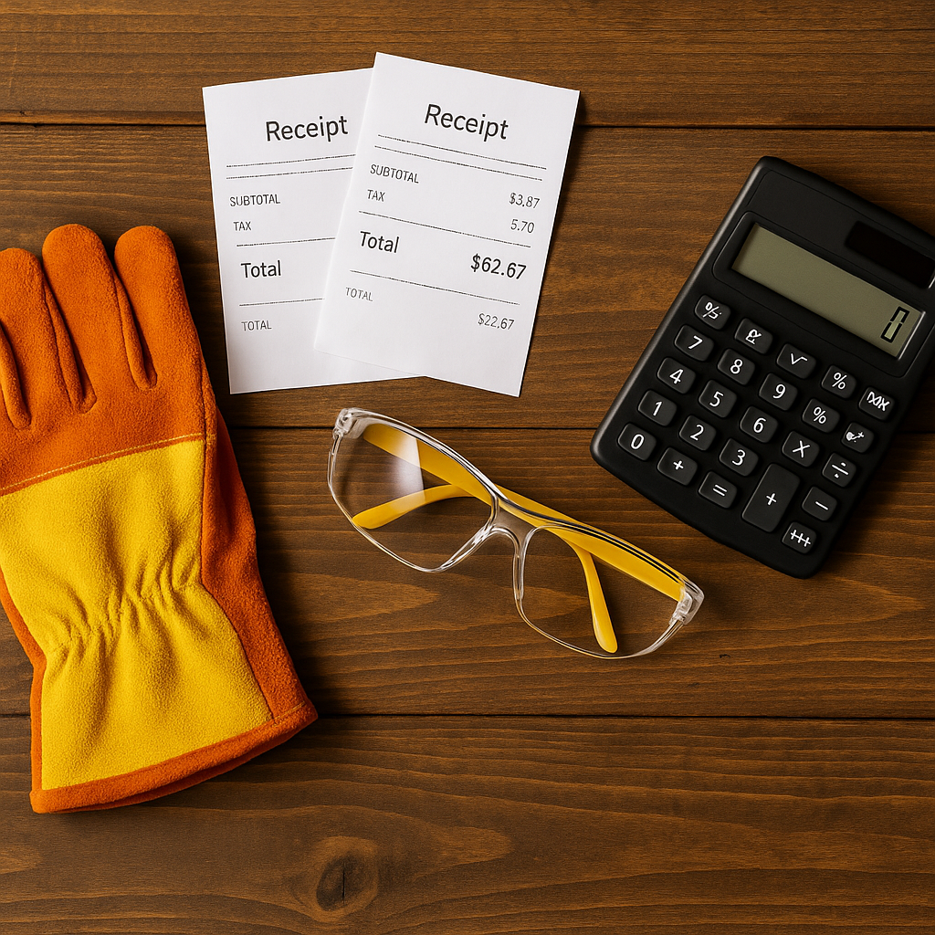 Worker gear and receipt